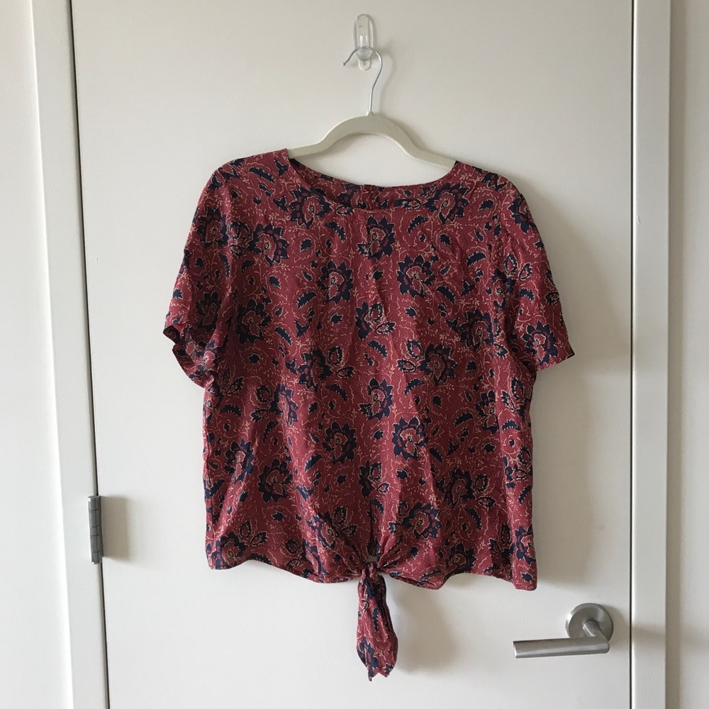 Madewell Silk Tied Top with Bandana Pattern